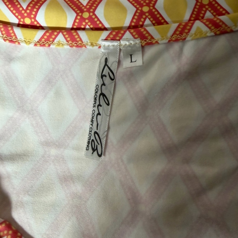 Lulu-B Diamond Patterned Blouse in Pink and Yellow - Picture 6 of 7